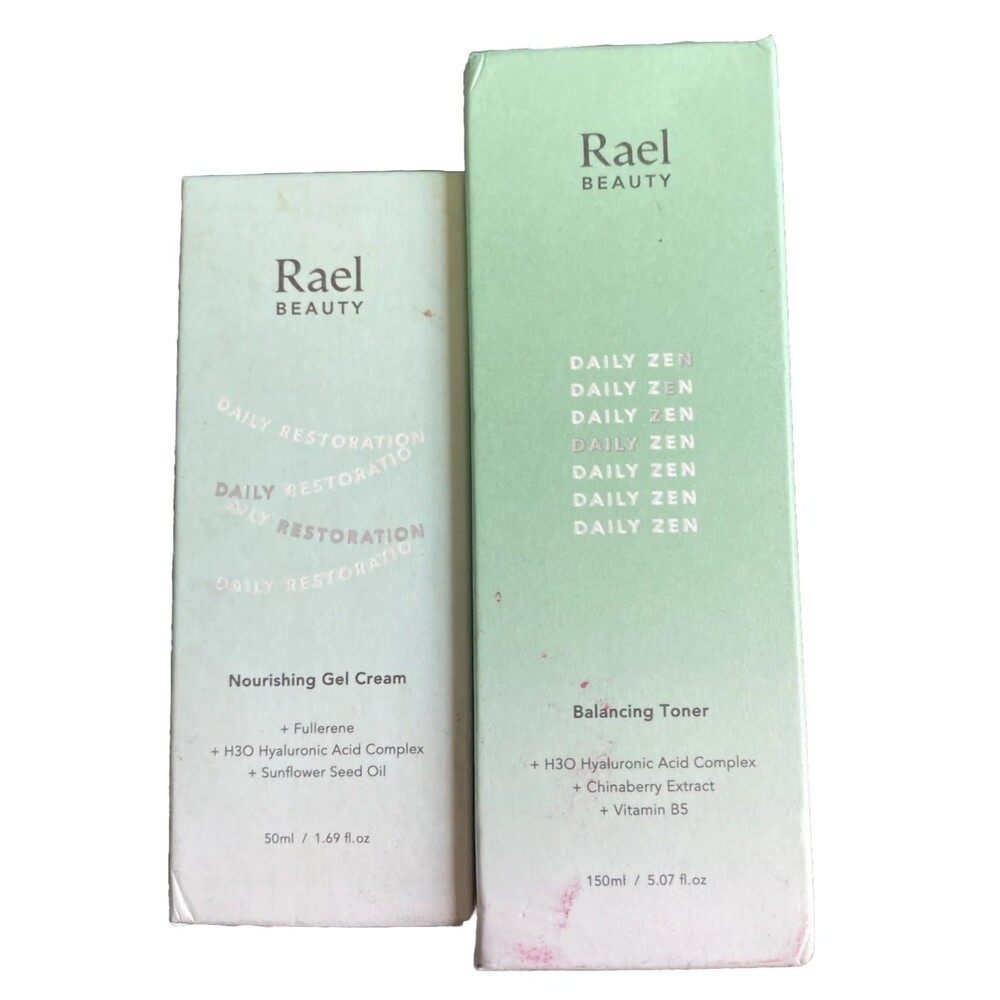 Rael Beauty Daily Zen Balancing Toner 5.07 fl oz Nourishing Gel Cream 1.69 fl oz